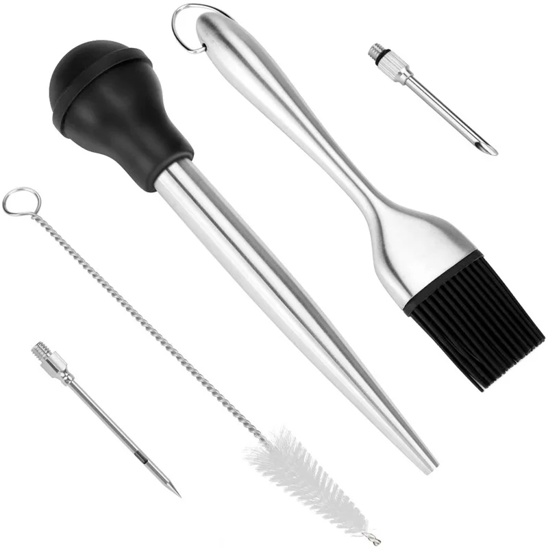 Индейка Baster мясо ИНЖЕКТОР НАБОР шприц трубка насос для готовки нержавеющая сталь