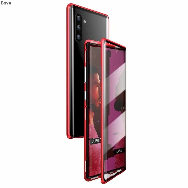 Luphie Роскошный ультра тонкий алюминиевый бампер чехол для samsung Galaxy Note 10 и Note 10+ Note 10 Plus чехол - Цвет: Красный