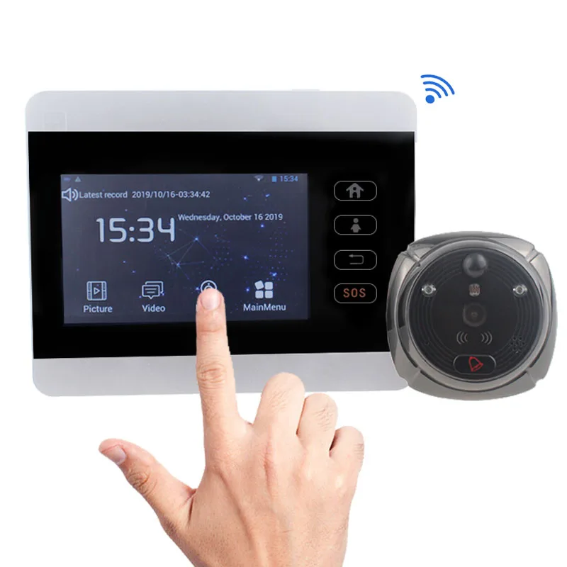 Wifi Door Camera Touch Screen Peephole Doorbell Video 4
