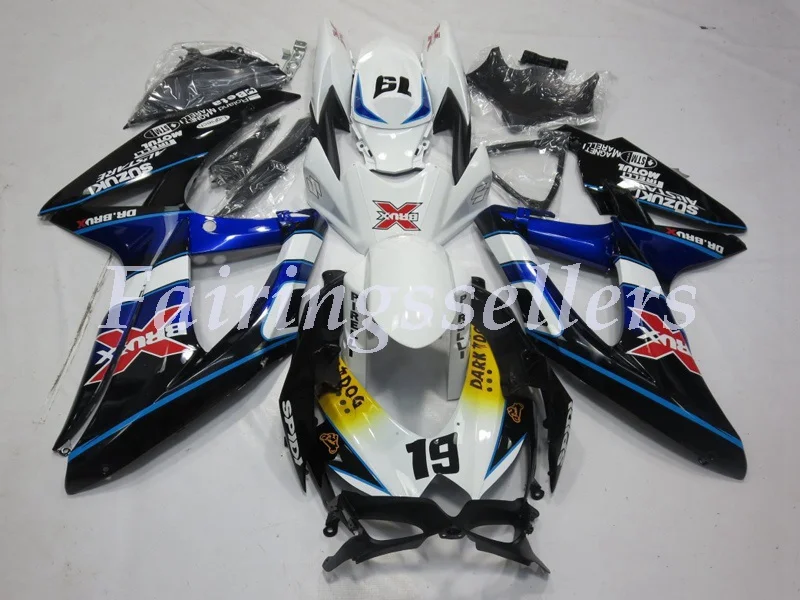 

<Injection mold> New ABS Full Fairing Kit 100% Fit For GSXR600 GSXR750 k5 K8 K9 Fairings black blue Nineteen