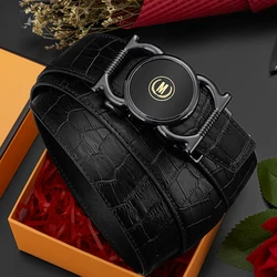 Business Genuine Leather Belt For Men Detachable Auto Buckle Cowhide Jean Wasit Strap Luxury Designer Male Classic Belt Black