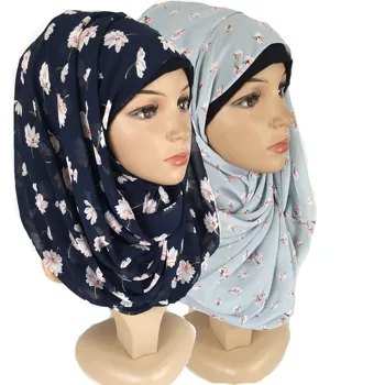 

R4 10pcs High quality flower printed chiffon scarf/scarves long shawl hijab muslim wrap headband 180*75cm can choose colors