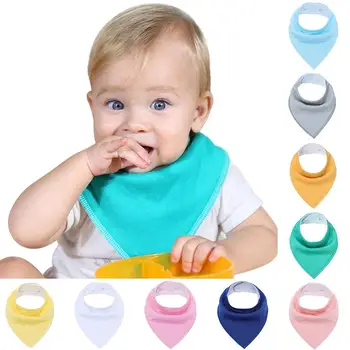 

SANWOOD 4Pcs/Set Baby Triangle Solid Drool Bibs Super Absorbent Cotton Scarf for girls/boys Fashion Ring wraps