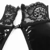 Women Porno Open Crotch Latex Bodysuit One-Piece Lace Trimmed Wet Look Leather Babydoll Nightwear Sexy High Neck Cupless Catsuit ► Photo 3/6