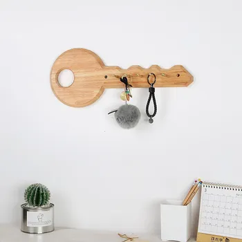 

Entry door solid wood gold key hooks wall-mounted clothes hat racks Home creative hook decoration Home entrance storage shelf