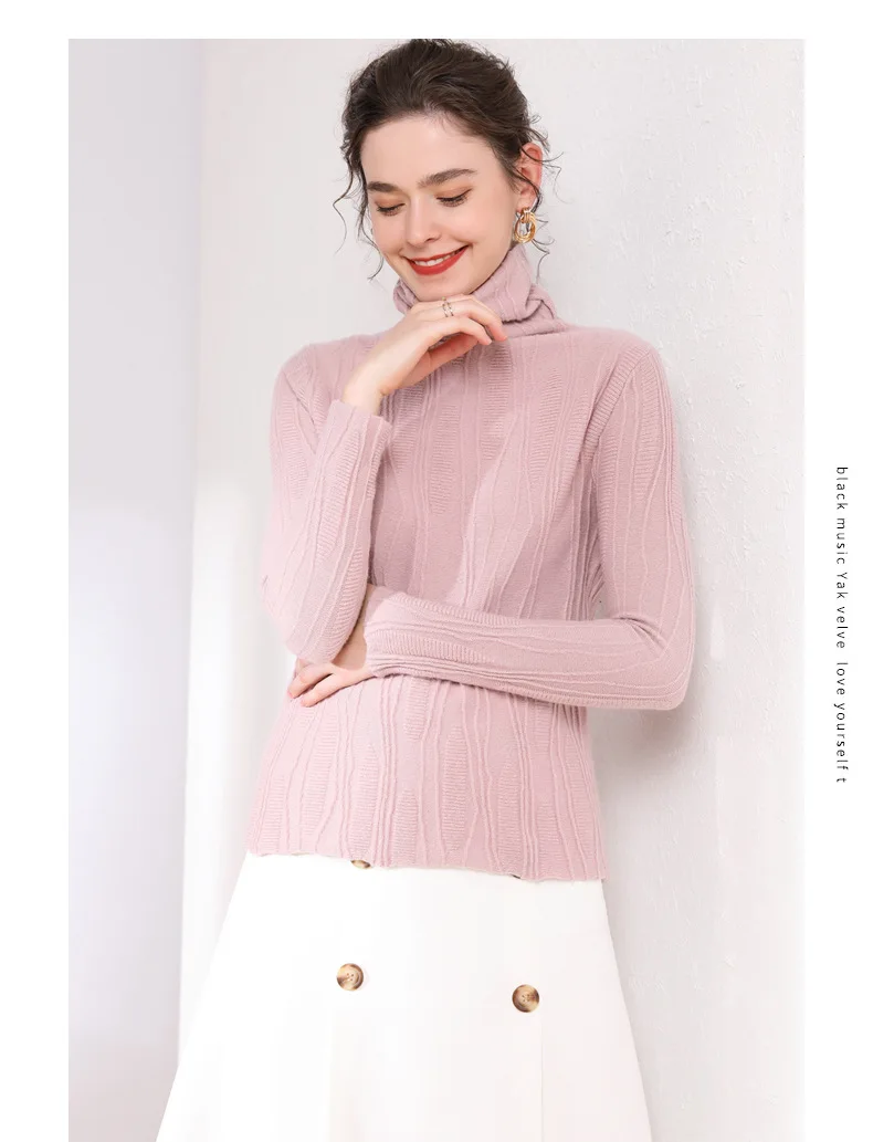New Style Slim Fit Cashmere Sweater WOMEN'S Woollen Sweater Long-Sleeve Pullover Base Shirt Short Piles Collar Sweater