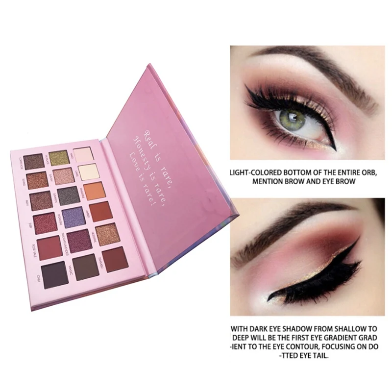 Rainbow Colors Eye Shadow Powder 18 Colors Ultra Fine Powder Pigmented Shadows Glitter Diamond Shimmer Makeup Palette