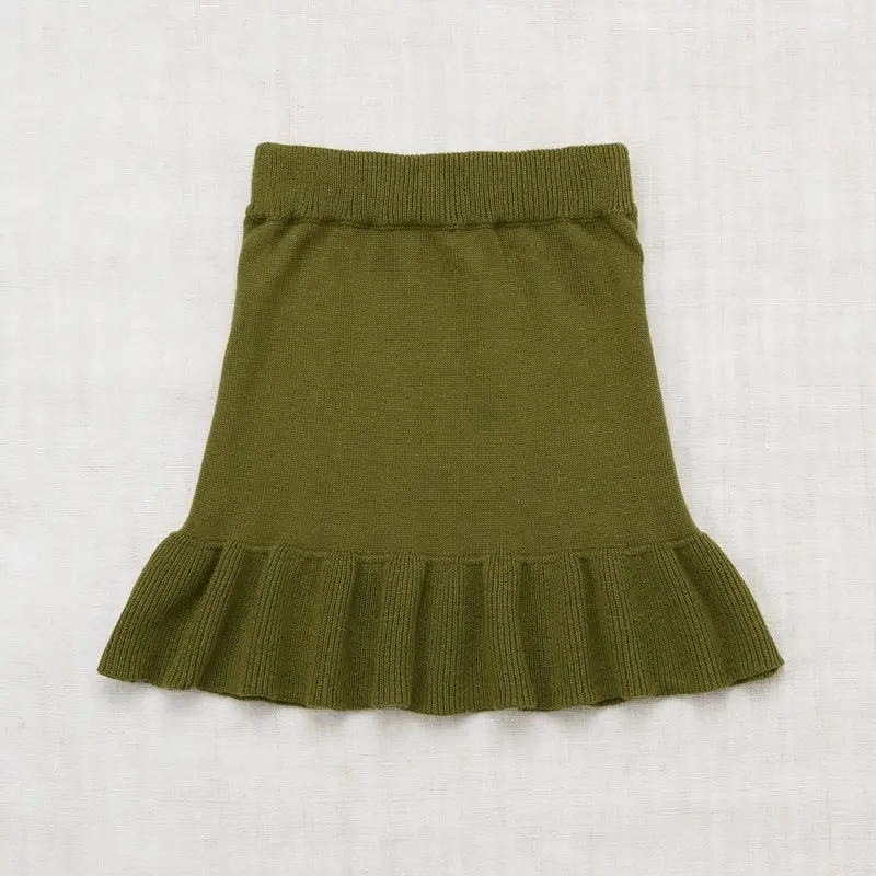 green skirt Свитер для девочек и мальчиков, жилет, штаны, одежда г., детские осенние комплекты одежды полосатая одежда с оборками для мальчиков и девочек - Цвет: green skirt