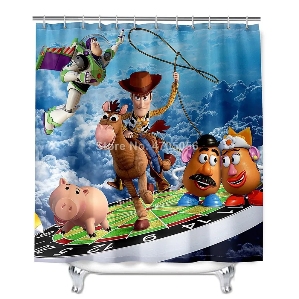 Lilo & Stitch Shower Curtain Polyester Fabric Thickened Bathroom Decor Set  Accessories Waterproof Shower Curtains Fabric Machine Washable with Hooks 