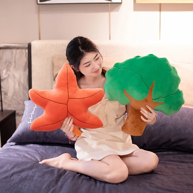 Diverse Kawaii Pine Maple Leaf Butterfly Vegetables Plant Plush Toy Triver Stuffed Children Girl Doll Room Pillow Decor Gift 2