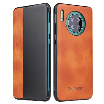 

Vintage Leather Auto Lock Sleep Wake Case For Huawei Mate 30/ Pro Thin Display View Window Flip Cover Huawei Mate 30/ Pro Cases