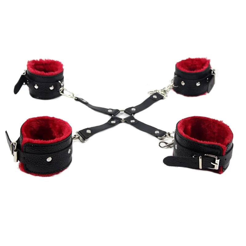 10 Pcs/set SM Sex Toys For Women Leather With Plush Handcuffs Whip Nipple Clamps Rope Bdsm Bondage Set Adult Games | Красота и