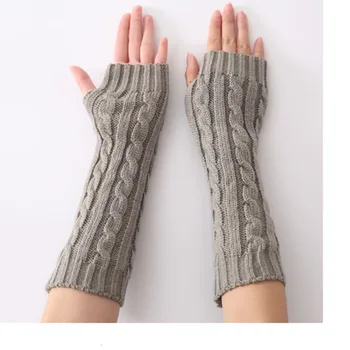 

Fashion Women Fingerless Gloves Knitted Winter Warm Twist Gloves Ladies Long Gloves