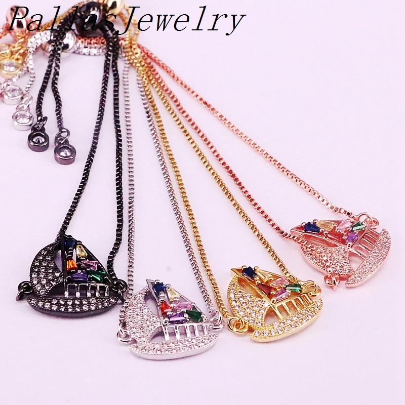 8 шт. модные красочные женские ювелирные изделия циркония Cz браслеты Радуга слайд цепи браслеты