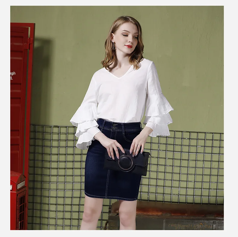

Wechat Business 2019 Spring New Style High-waisted Slimming Cowboy Midi-skirt Elasticity Slim Fit Skirt Denim Skirt Women's