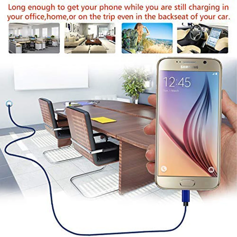 Matein нейлоновый Micro USB кабель a кабель для быстрой зарядки данных для samsung 1 м 2 м 3M нейлоновый цветной кабель USB для мобильного телефона