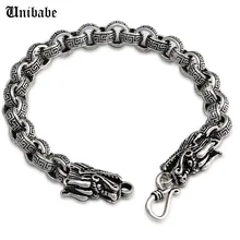 Чистый серебряный Тайский 925 Серебряный ювелирный крест-ссылка Дракон винтажный широкий браслет цепочка и звено мужской S925 браслет