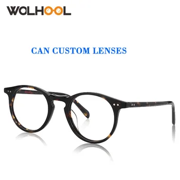

Acetate Vintage Round Eyeglasses Frames Optical Myopia Hyperopia Glasses lenses Eyewear Custom lens Prescription glasses