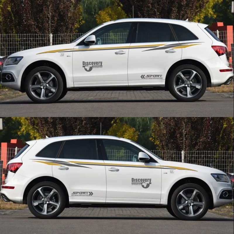 Наклейка на спортивную машину для Audi Q3 Q5 Q7 Discovery, Спортивная наклейка для автомобиля, Стайлинг кузова, боковая дверь, хвост, Декоративная Виниловая наклейка