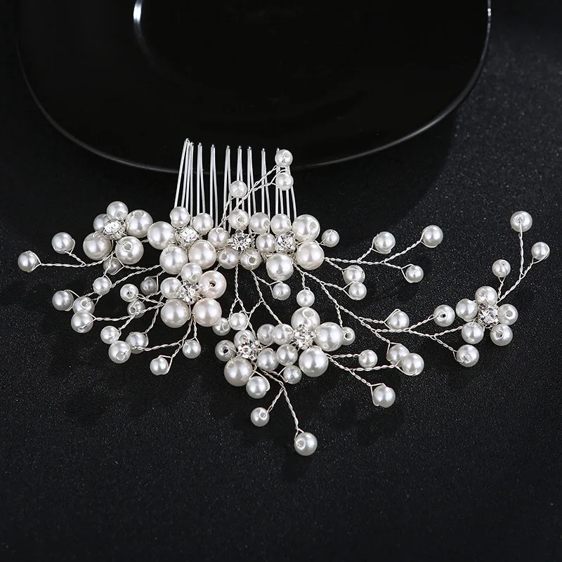 Свадебные украшения для головы Bride'S Tiara ручной работы аксессуары для волос ювелирные изделия Головные уборы Свадебные цветы жемчуг гребни FS113
