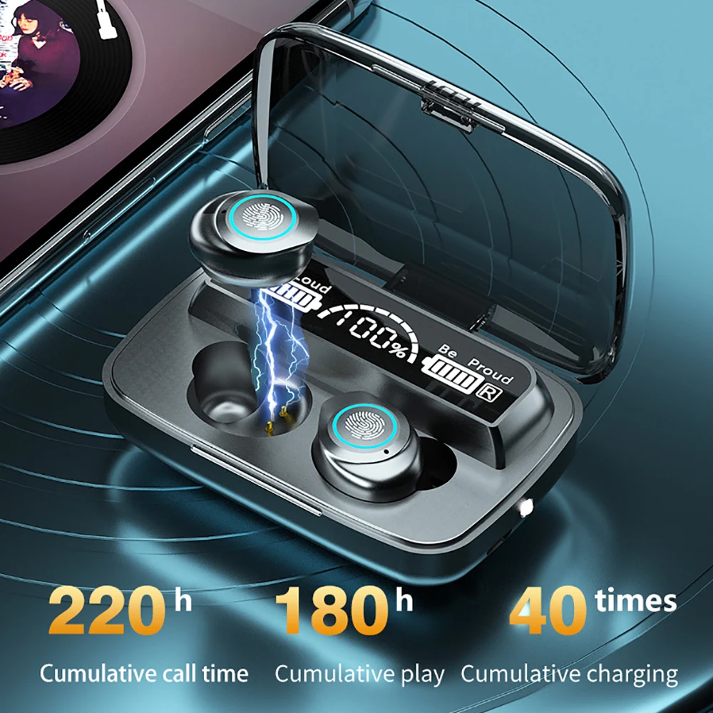 Wireless Headphones IPX7 Waterproof Touch Control 9D TWS Bluetooth 5 1 Stereo Earbuds Sports Earphones Headsets with flashlight