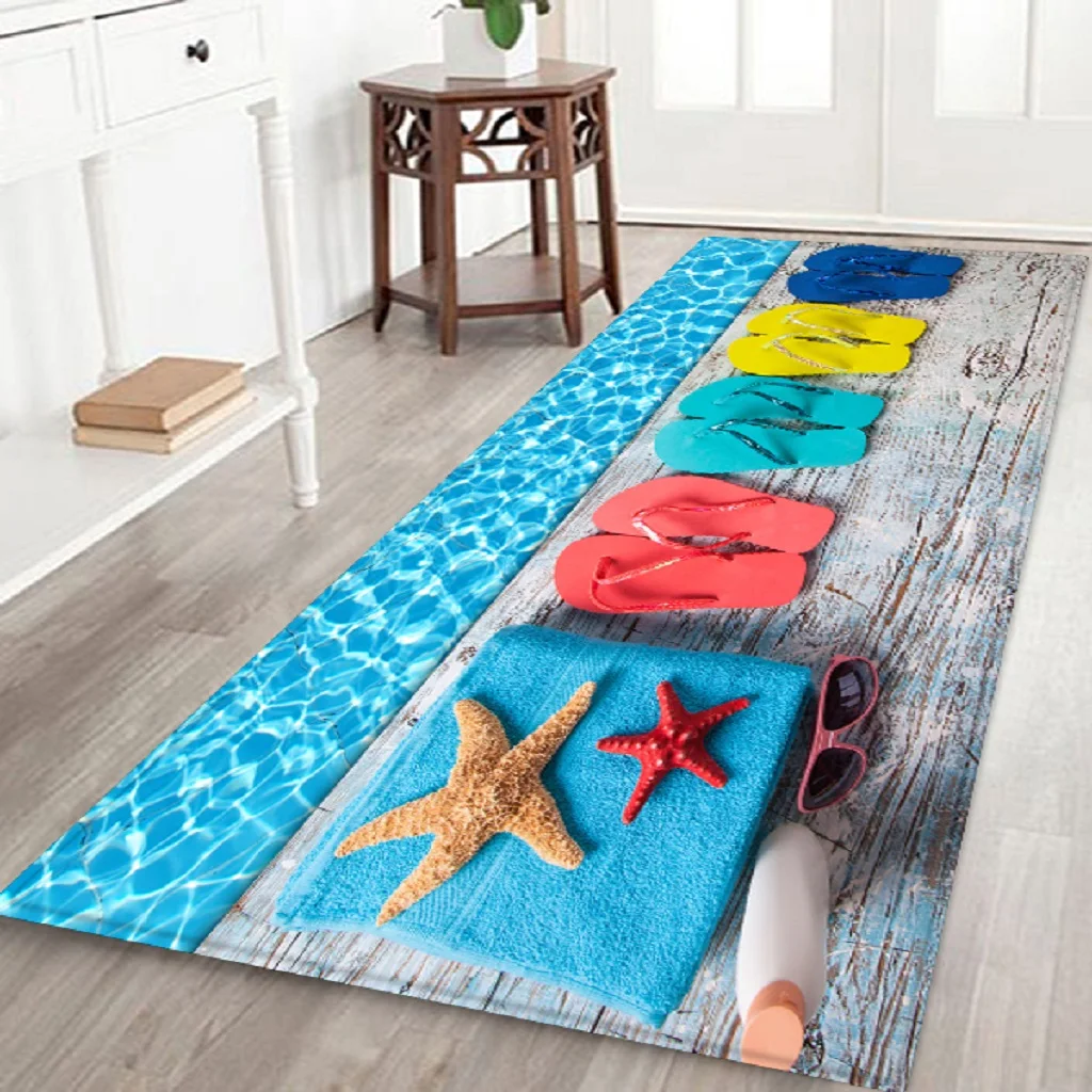 Non-Skid Hallway Runner Rug 3D Photo Printed Bedside Floor Carpet Door Mat 