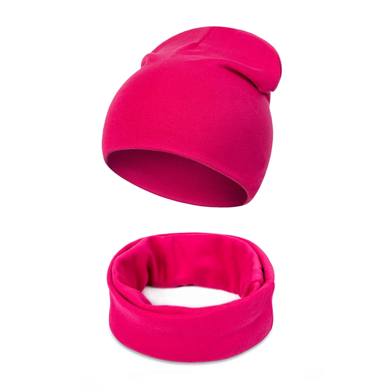 rose red YEABIU милый 2 шт. Детский набор из шапки и шарфа флисовая подкладка шапочка шапка круглый шарф вырез лодочкой чокер для детей ясельного возраста Девочки Мальчики Кепка - Цвет: rose red
