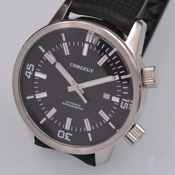 

Corgeut 44.5mm rubber strap men's automatic mechanical watch watch date waterproof luminous high-quality seagull 1612 movement
