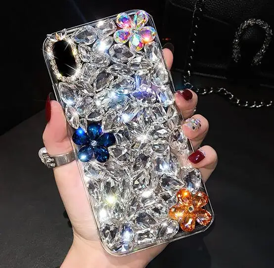 Роскошные Чехлы с кристаллами и драгоценными камнями, стразы для iphone 11 Pro max X XS MAX XR, мягкий чехол для телефона с прозрачными краями для iphone 5S, 6 S, 7, 8 PLUS - Цвет: 1