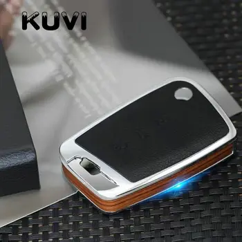 

Alloy Leather Wood Key Cover Case For Volkswagen for VW TIGUAN Golf for Skoda Octavia Car Shell Key Protection Accessorise
