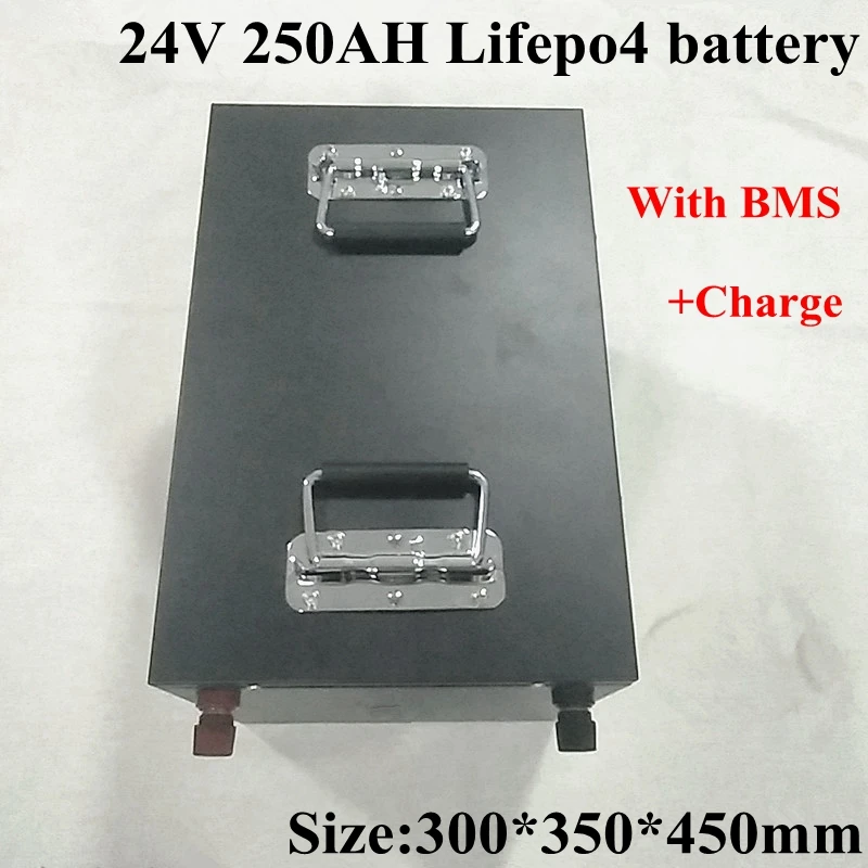 Водонепроницаемый 24V 250Ah Lifepo4 литий Батарея с 100A BMS для 4000w Camper фургон-дом на колесах солнечной энергии+ 20A Зарядное устройство