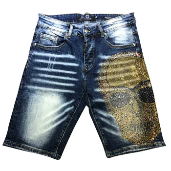 

diamond pp Original skull four season jeans car red thread popular embroidered leather label casual slim elastic