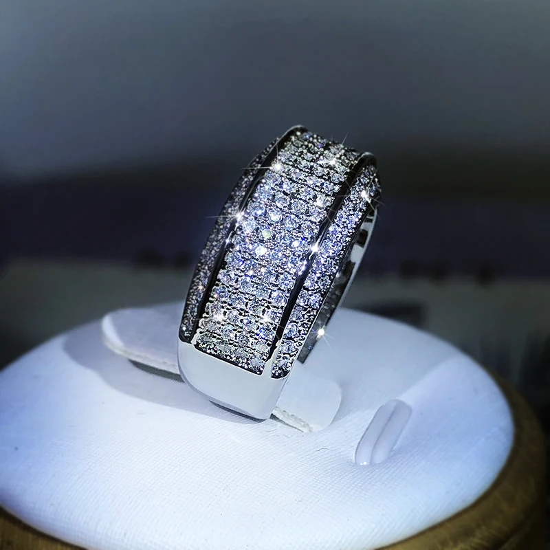 925 Sterling Silver Zircon Full Diamond Ring For Ladies Couple Party Birthday Jewelry Gift silver rings,silver ring
