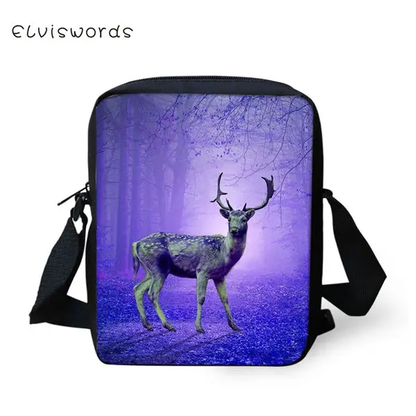 CDWX3846E ELVISWORDS/модные женские сумки-мессенджеры с рисунком оленя для девочек, сумка через плечо, милые принты в виде зверей для девочек, мини-кошелек с закрытыми рукавами - Цвет: CDWX3846E