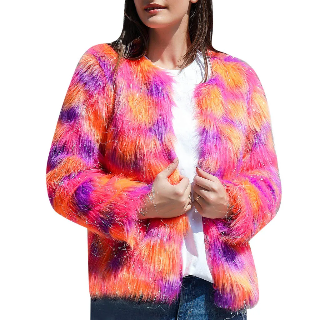 

JAYCOSIN Faux Fur Long sleeve coat Women 2019 new Boho Outerwear Cardigan Button Pocket Short jackets Autumn winter Coat 9805