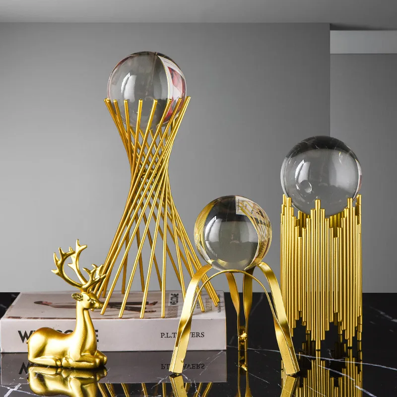 Bolas de cristal de Metal para decoración del hogar, accesorios de decoración modernos para sala de estar, dormitorio, hierro, decoración del hogar, 2020