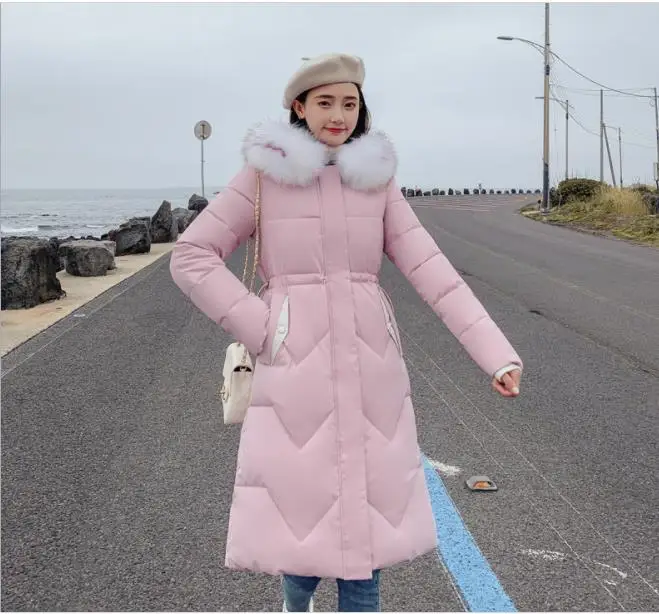 Большая Меховая зимняя парка, хлопковая куртка, зимняя куртка для женщин, толстая зимняя одежда, зимнее пальто, женская одежда, Женская куртка, парки 391 - Цвет: Pink