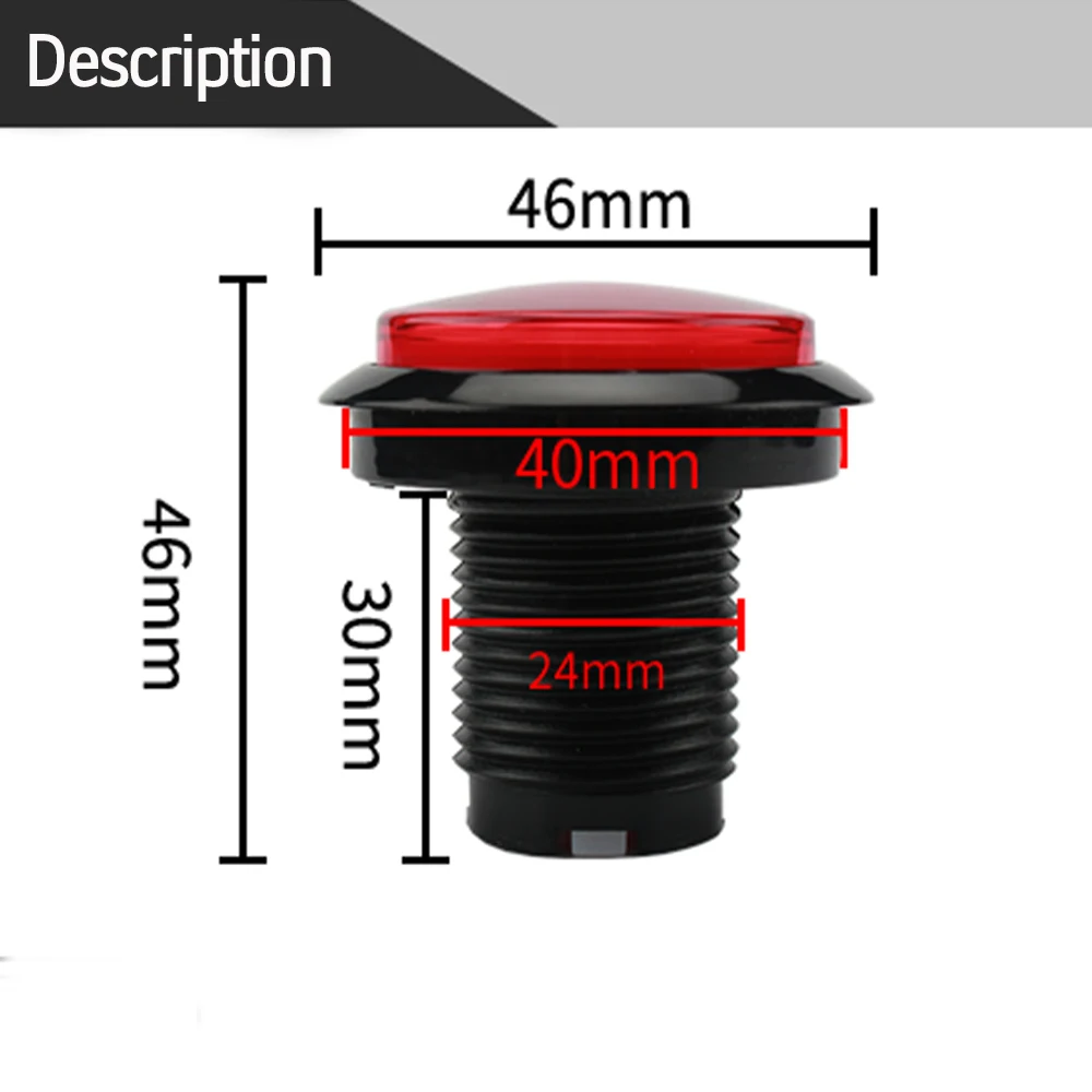 새로운 45mm 평면 모양의 부품 5/12V 대형 LED 조명 조명 푸시 버튼 아케이드 코인 기계 운영 게임용 마이크로 스위치