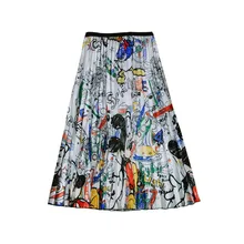 Женская летняя плиссированная юбка с мышкой из мультфильма, большая юбка-качели для девочек, юбка средней длины с высокой талией, эластичная Женская плиссированная юбка, Falda SP9527