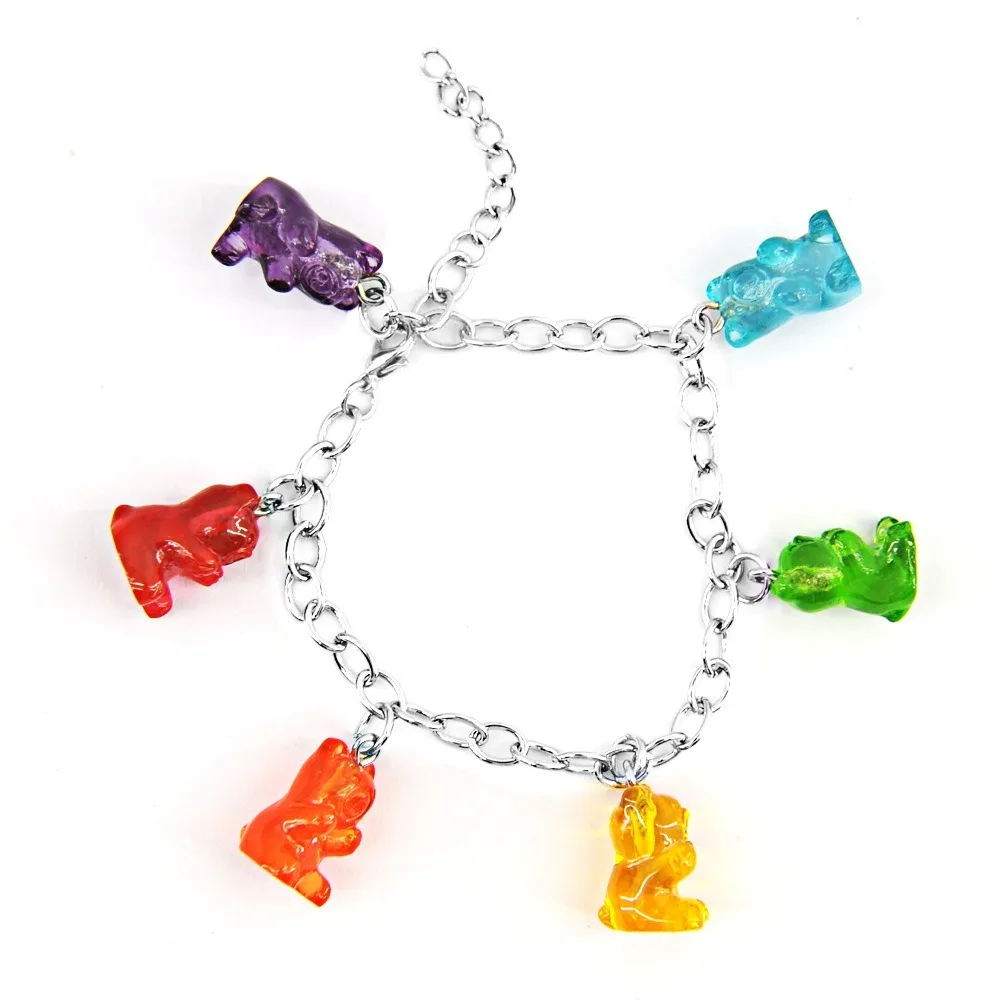 HWASY1804 милый мультяшный браслет медведь прозрачный резиновый Медвежонок Кулон Браслет пятно от производителя браслет