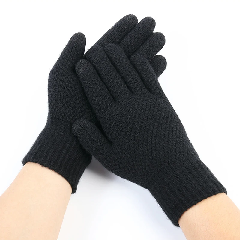Thick Knitted Men Winter Gloves Imitation cashmere Two Layer Causal Adult Gloves Male Mitten Thicken Wool Cashmere Autumn warm gloves full finger gloves male gloves
