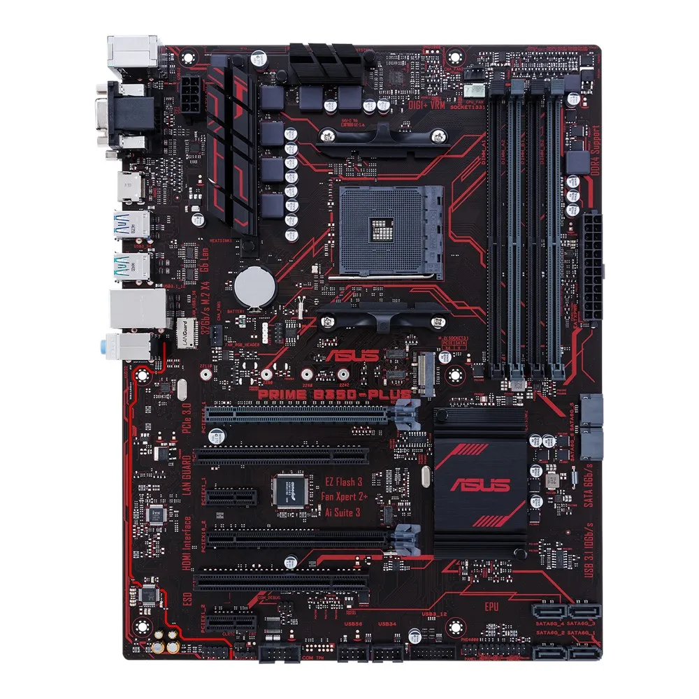 Б/у ASUS B350-PLUS AM4 блок питания ATX материнская плата с светодиодный осветительные приборы, DDR4, 32 ГБ/сек. M.2 HDMI SATA 6 ГБ/сек. USB 3,1 хорошее состояние полностью протестирована