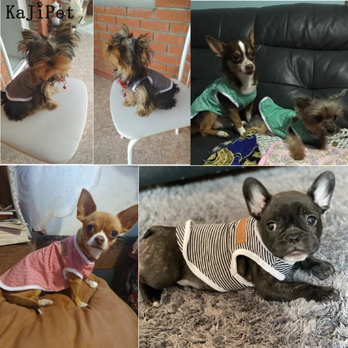 클래식 스트라이프 강아지 셔츠, 작은 강아지용 저렴한 강아지 옷, 여름 치와와 티셔츠, 귀여운 강아지 조끼 테리어, 강아지용 애완 동물 옷 3