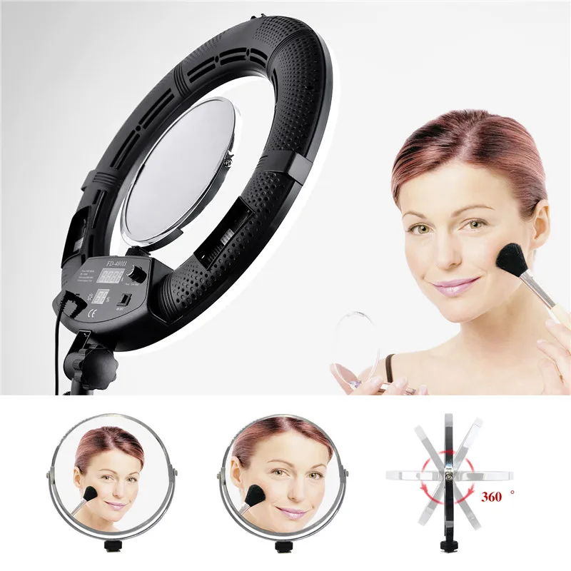 Yidoblo Black FD-480II LED Light Ring Kit Bi-color 96w Selfie Light Video Ring Light Lamp with Light Stand Bag Led Makeup Right 4