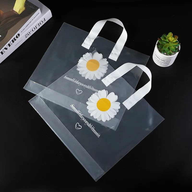 

Clear Plastic Bag For Business With Handle,Gift Bag For Packing,Jewelry Store Shopping Clothes Tote Bag,Clothes Party Favor,50PC