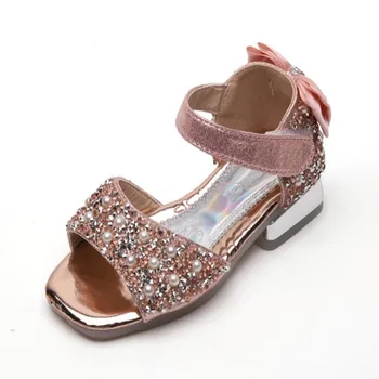 

Sequins Glitter Girls Sandals Summer New Children's Princess Shoes Latin Dance Shoes Beading Kids Summer Sandals