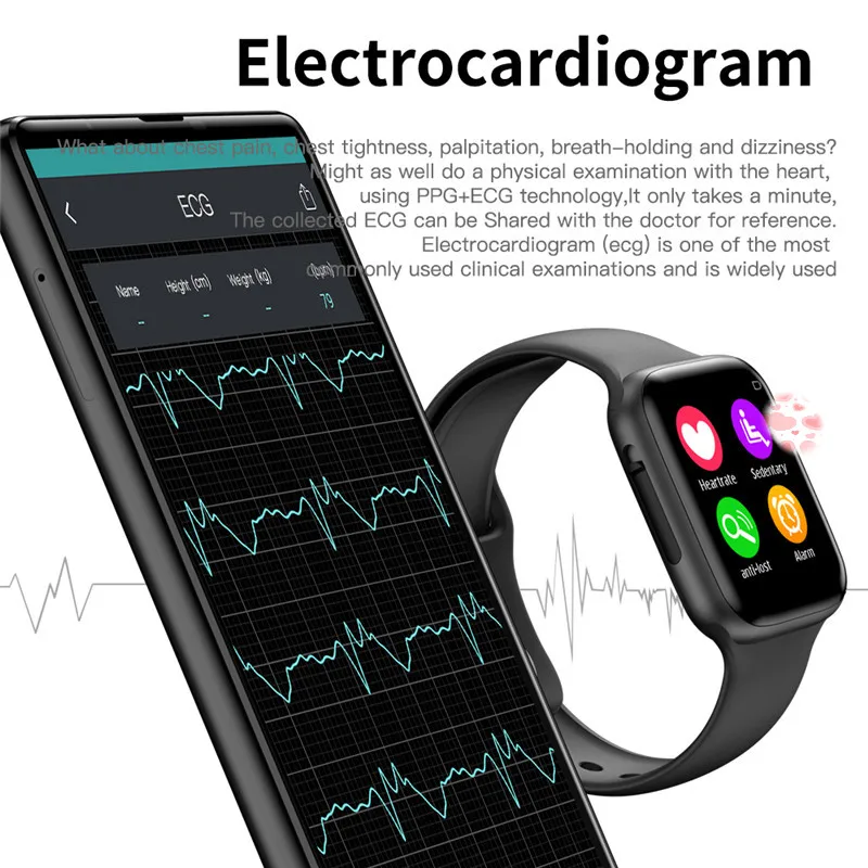 Умные часы W34 с Bluetooth ЭКГ монитор сердечного ритма iwo 8 lite умные для Android iPhone xiaomi