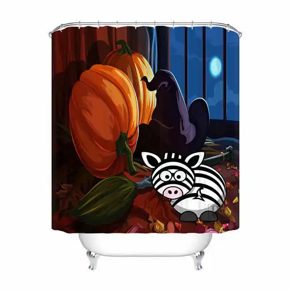 Shower Curtain Пользовательские водонепроницаемый Душ занавес лицо мультфильм Хэллоуин печатных ванная комната декор различных размеров#180324-01-34 - Цвет: Shower Curtain