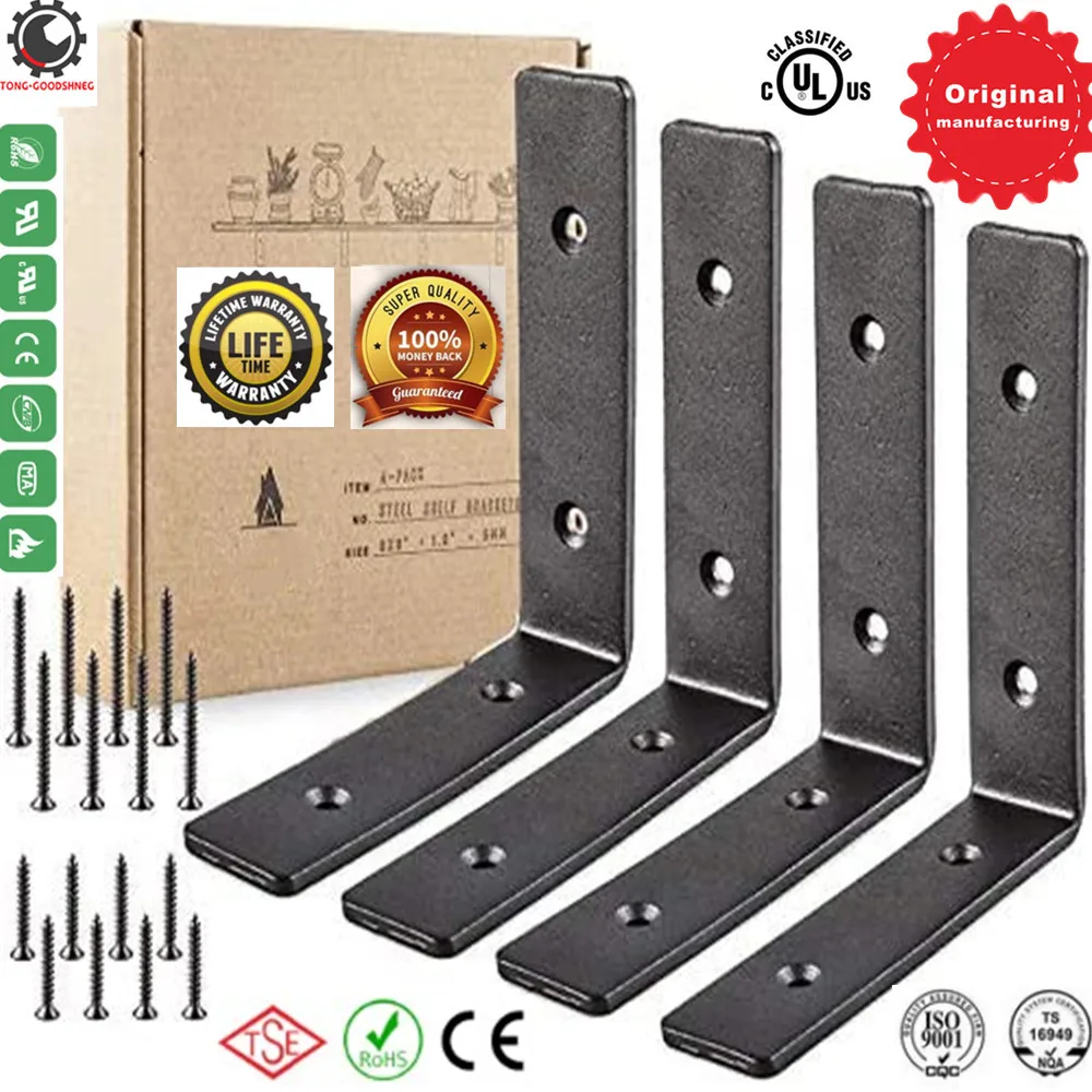 Heavy Duty Wall Brackets Rustic Steel L Bracket for Hanging DIY Iron Shelving Hang a Bookshelf