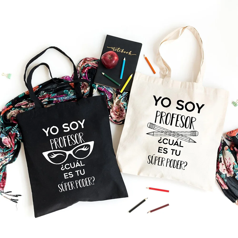 Insegnante Vita Spagnolo Yo Soia Profesor Cual Es Tu Superpoder Shopping Tote Bag Borsa Riutilizzabile Borsa A Tracolla Borse Ad Alta Capacità